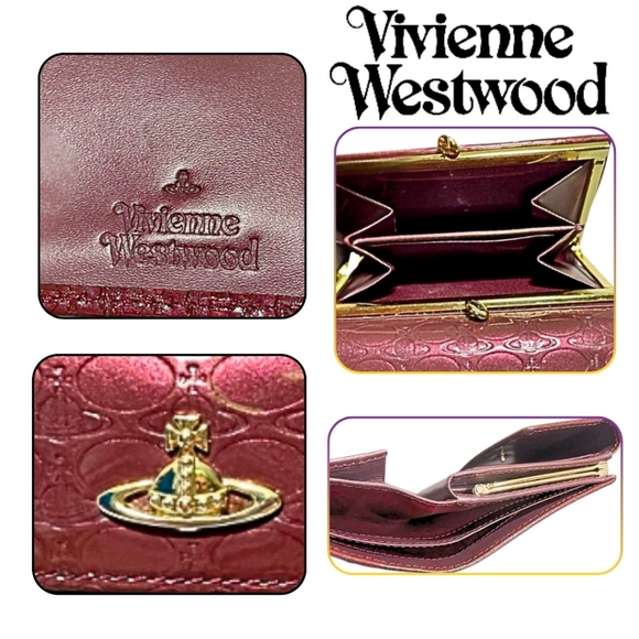 Vivienne Westwood Burgundy Orb Trifold Leather Wallet Coin Purse EUC Authentic - Picture 5 of 8